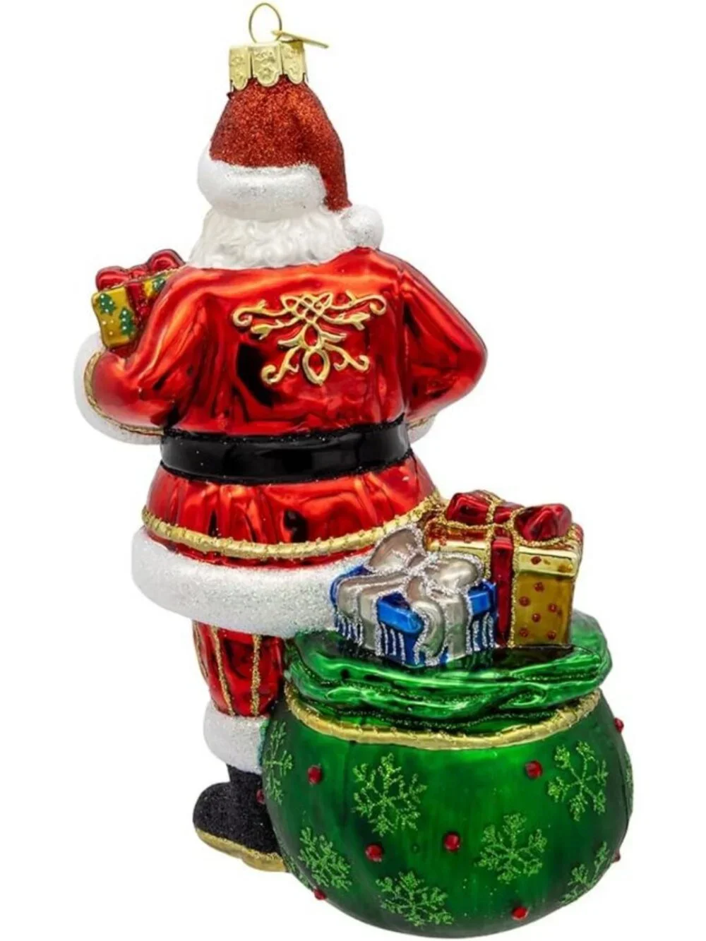 7-Inch Glass African American Santa Ornament - Festive Holiday Decor, Unique